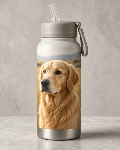 Custom Water Bottle with Straw