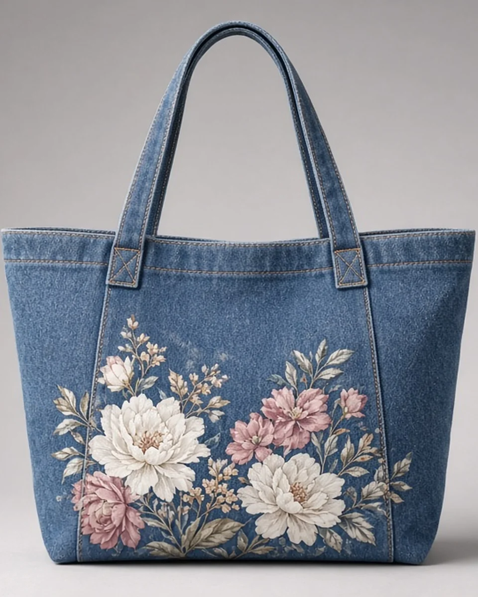 Custom Organic Denim Tote blank
