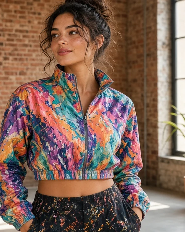 Custom All-Over Print Women's Cropped Windbreaker