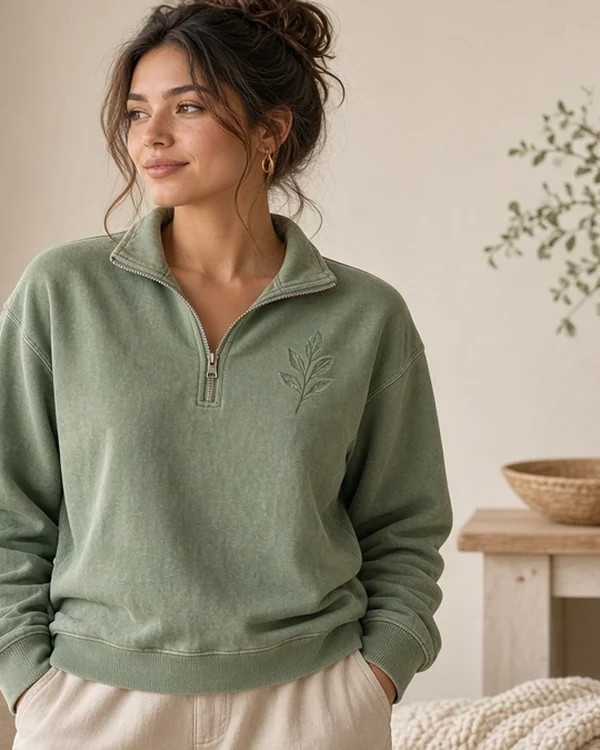 Custom Unisex Garment-Dyed Quarter-Zip Sweatshirt
