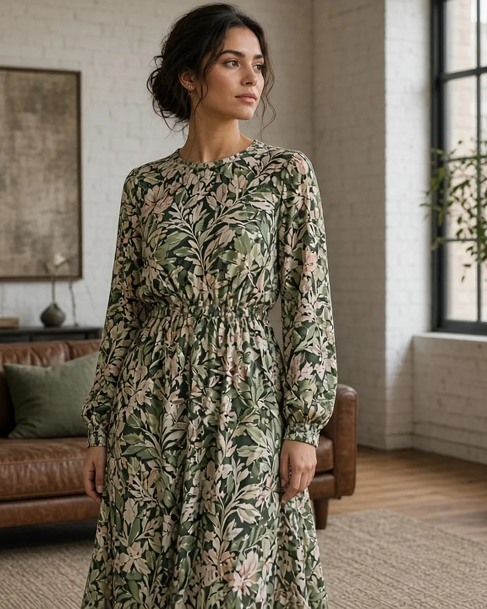 Custom All-Over Print Long Sleeve Midi Dress blank
