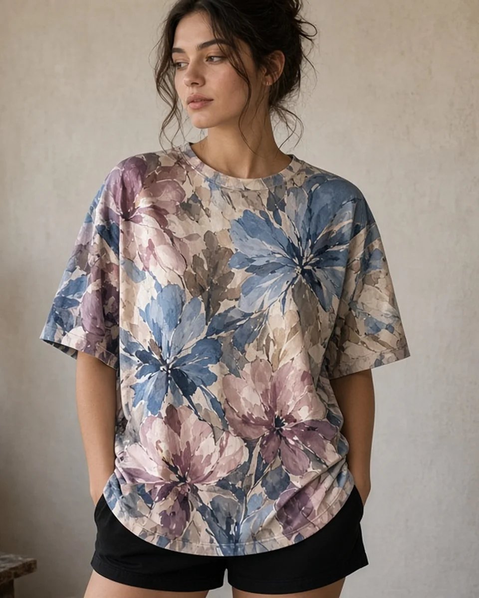 Custom All-Over Print Oversized Cotton T-Shirt blank