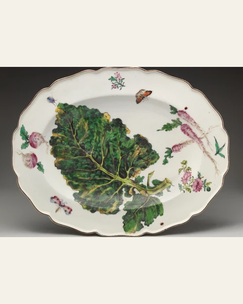 Botanical Oval Platter with Turnip Leaf Art Print