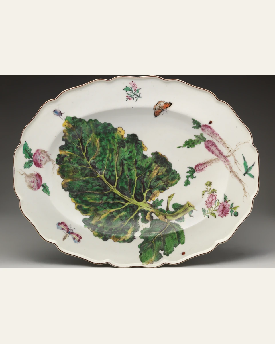 Botanical Oval Platter with Turnip Leaf Art Print