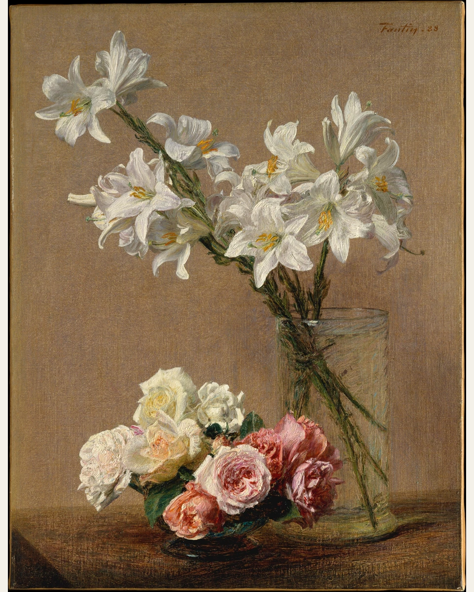 Roses and Lilies Art Print