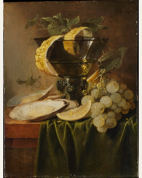 Still Life with a Glass and Oysters Art Print