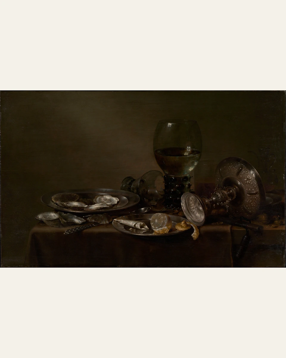 Still Life with Oysters, a Silver Tazza, and Glassware Art Print