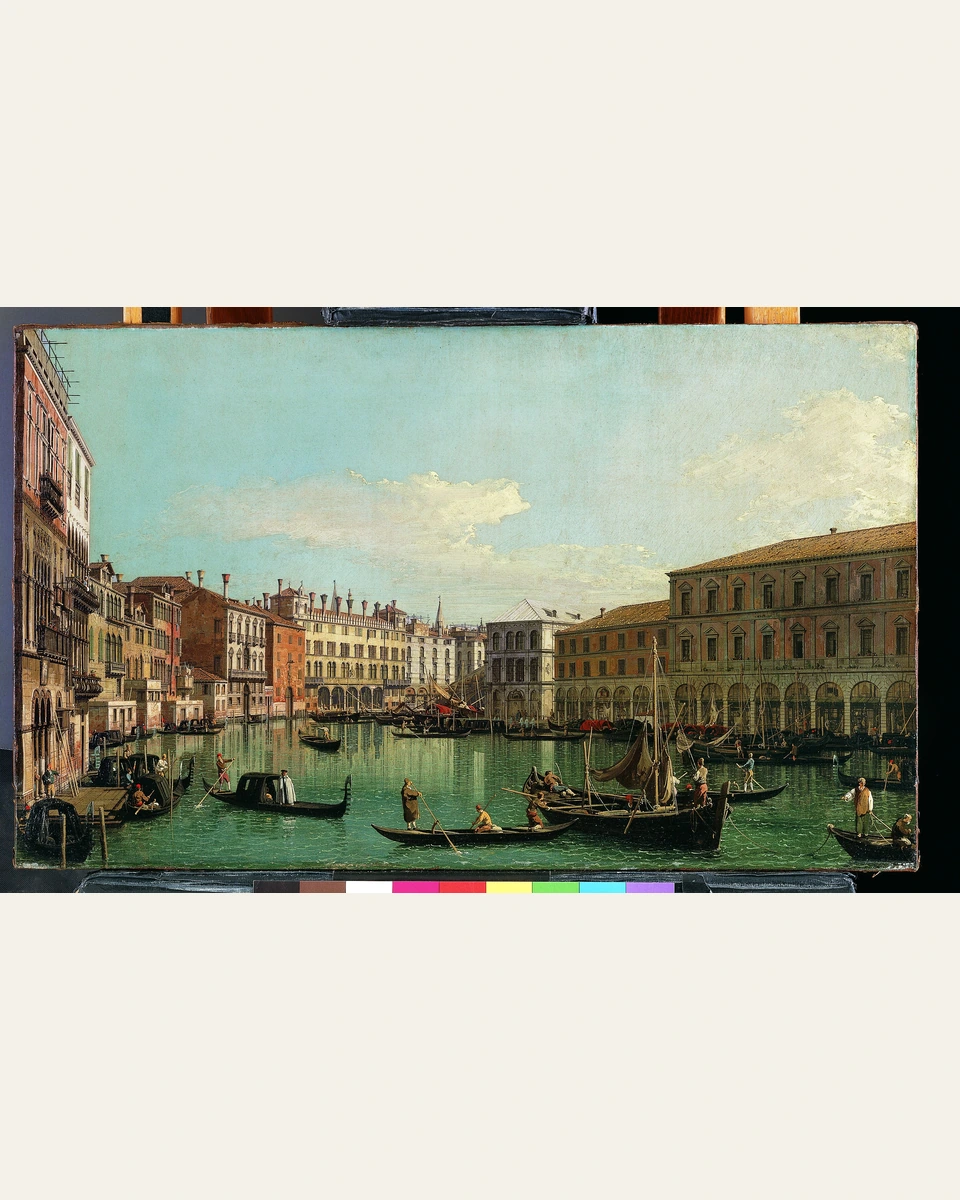 The Grand Canal, Venice, Looking South toward the Rialto Bridge Art Print